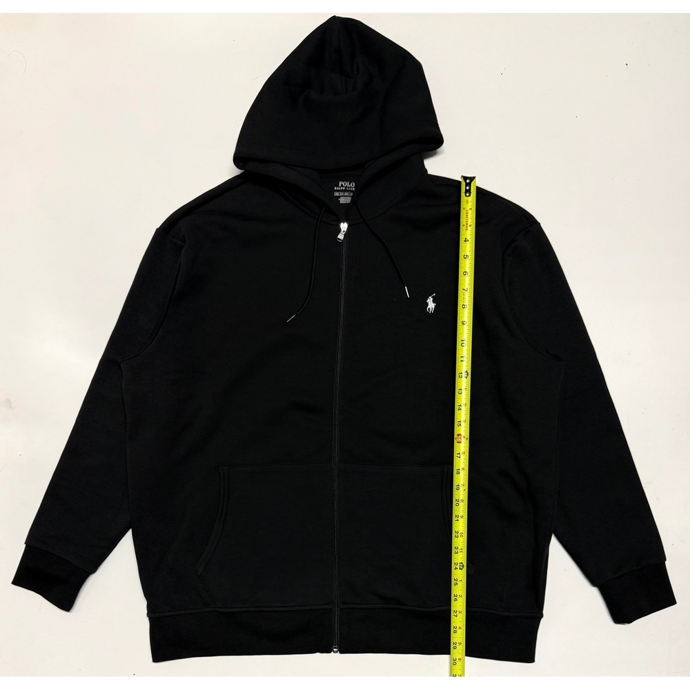 Polo Ralph Lauren Mens Black Full Zip Hoodie Sweatshirt Big & Tall 2XB Pony Logo